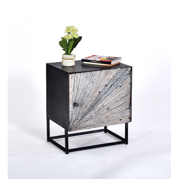 Layover Black and Gray Nightstand with One Cabinet, image 2