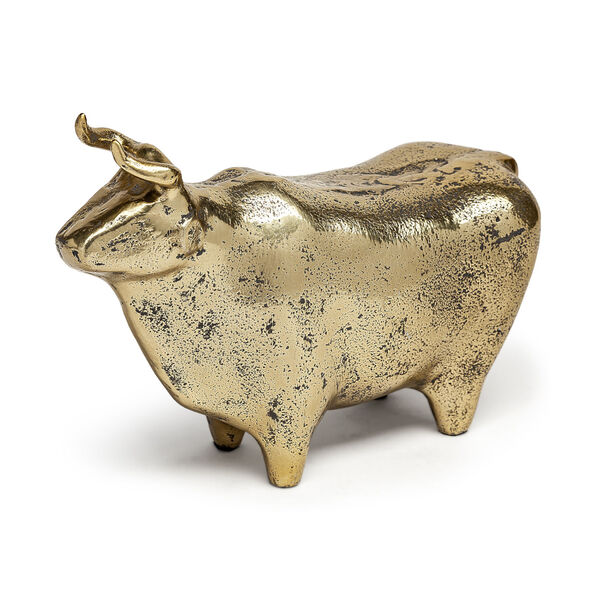 Taurus I Gold Cast Aluminum Bull Figurine, image 1