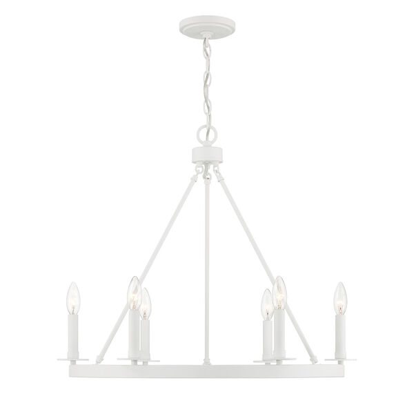 Bisque White Six-Light Chandelier, image 1