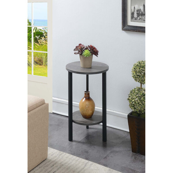 Weathered Gray and Black 15-Inch Plant Stand, image 1