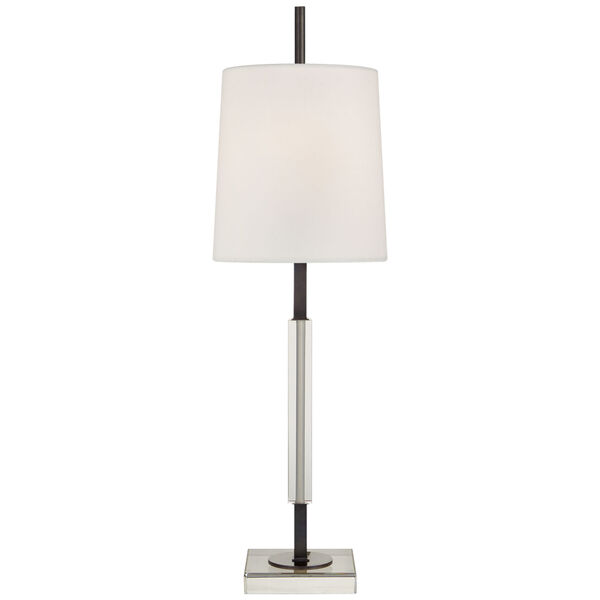 Lexington Medium Table Lamp in Bronze and Crystal with Linen Shade by Thomas O'Brien, image 1
