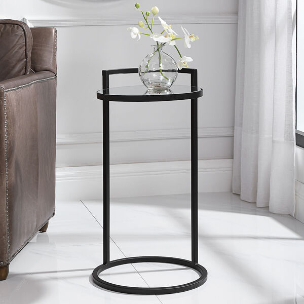 Uptown Black Side Table with Mirrored Top, image 2