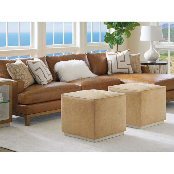 Brown Colby Leather Ottoman, image 3