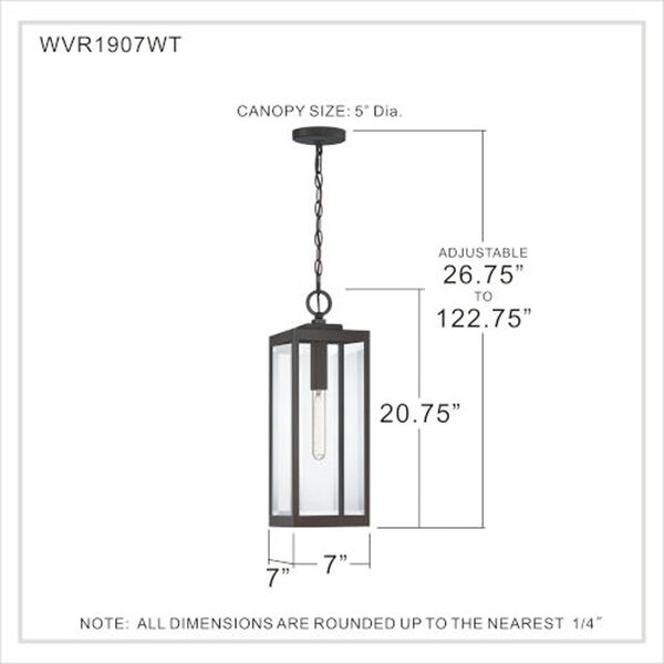 Pax Bronze 7-Inch One-Light Outdoor Hanging Lantern with Beveled Glass, image 6