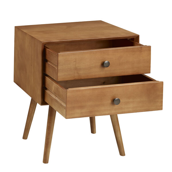 Brown Two Drawer Nightstand, image 3