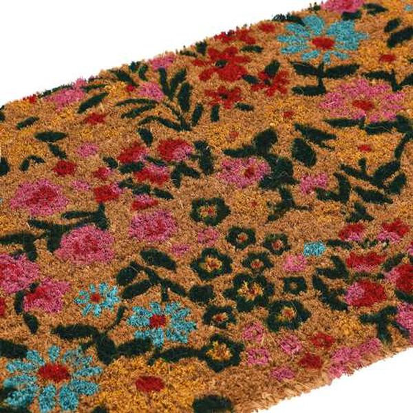 Multicolor Natural Coir Doormat with Florals, image 2