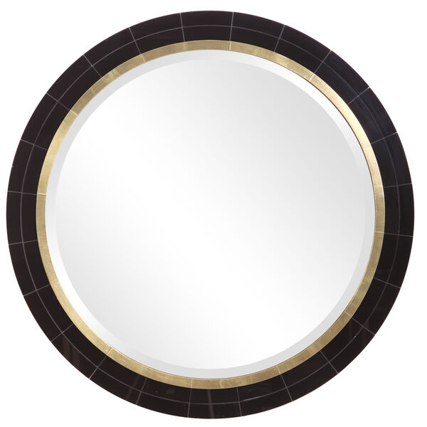 Nayla Black Tiled Round Mirror, image 2
