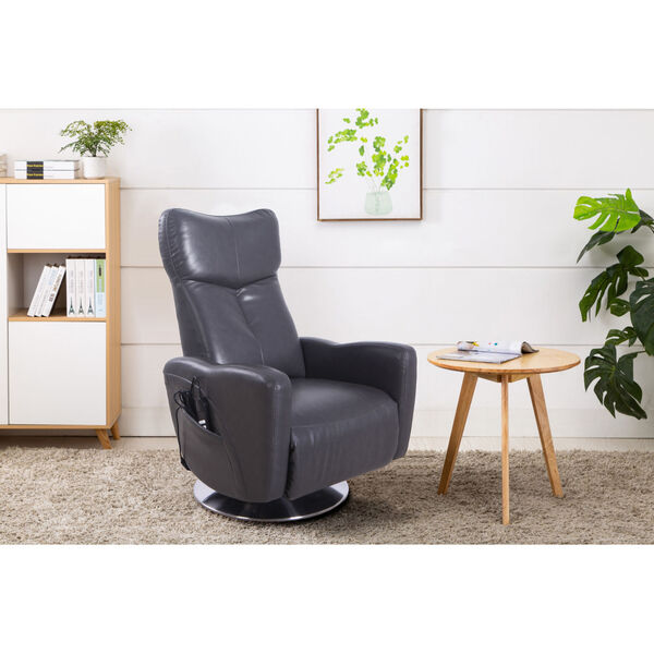 Linden Chrome Charcoal Air Leather Power Recliner, image 2