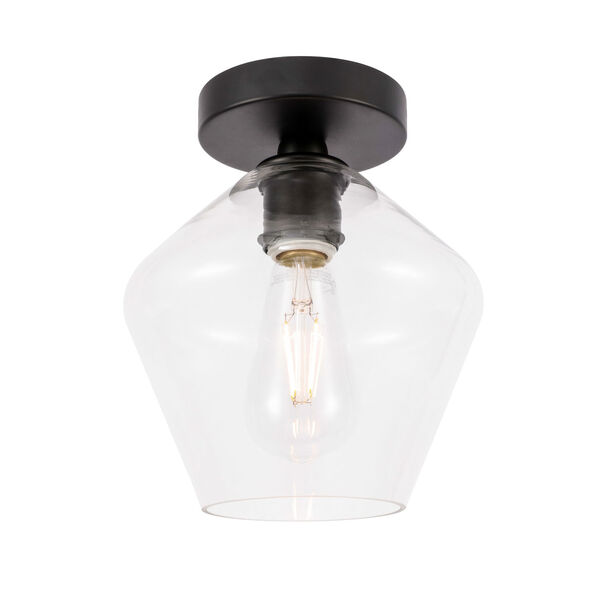 Gene Black Eight-Inch One-Light Flush Mount with Clear Glass, image 6