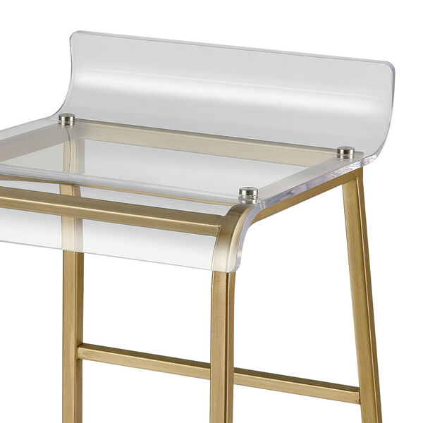Hyperion Aged Gold and Clear Bar Stool, image 4