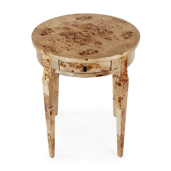 Archer Traditional Burl Side Table with Drawer, image 5