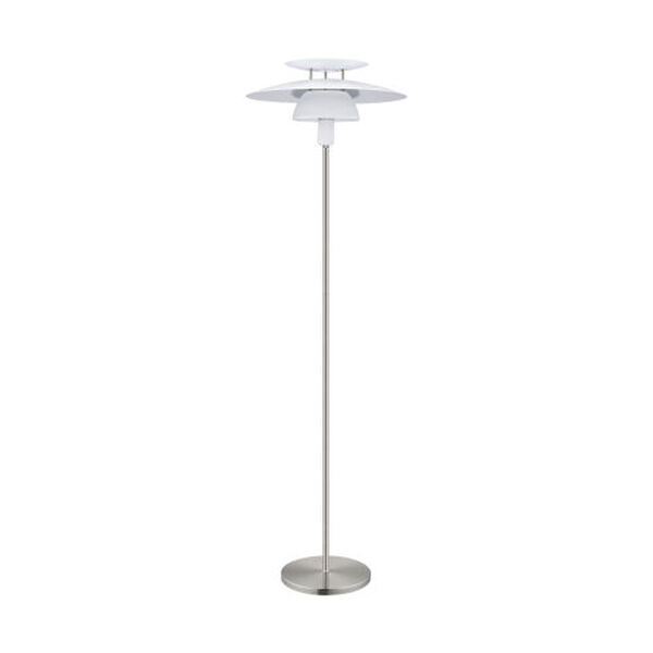 Brenda Satin Nickel One-Light Floor Lamp with White Shade, image 1