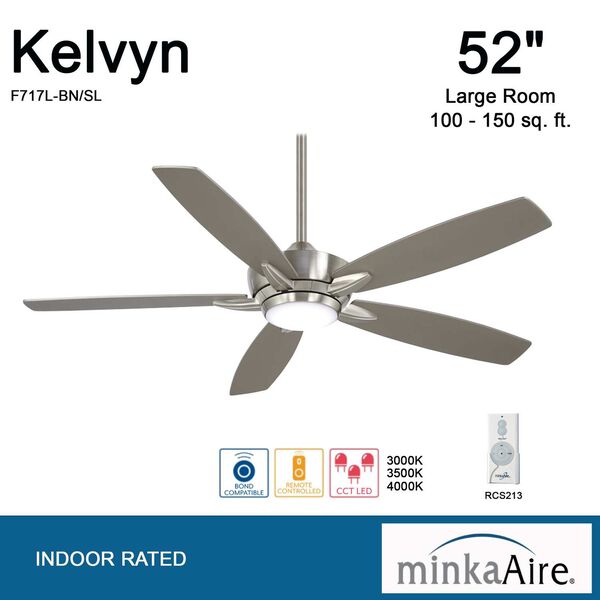 Kelvyn Brushed Nickel 52-Inch LED Ceiling Fan, image 6