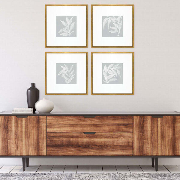 Leaf Study Blue 20 x 20 Inch Floral and Botanical Wall Art, Set of Four, image 1