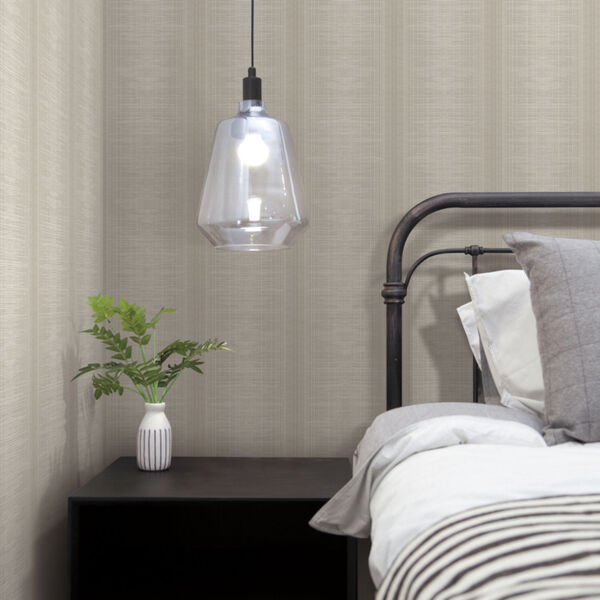Handpainted  Light Brown Silk Weave Stripe Wallpaper, image 1