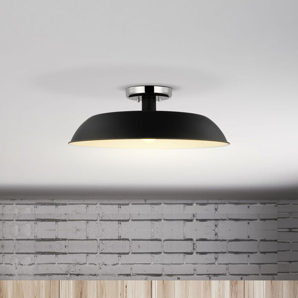 Colony Matte Black and Polished Nickel One-Light Semi Flush Mount, image 5
