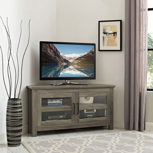 44-Inch Corner Wood TV Console - Grey Wash, image 2