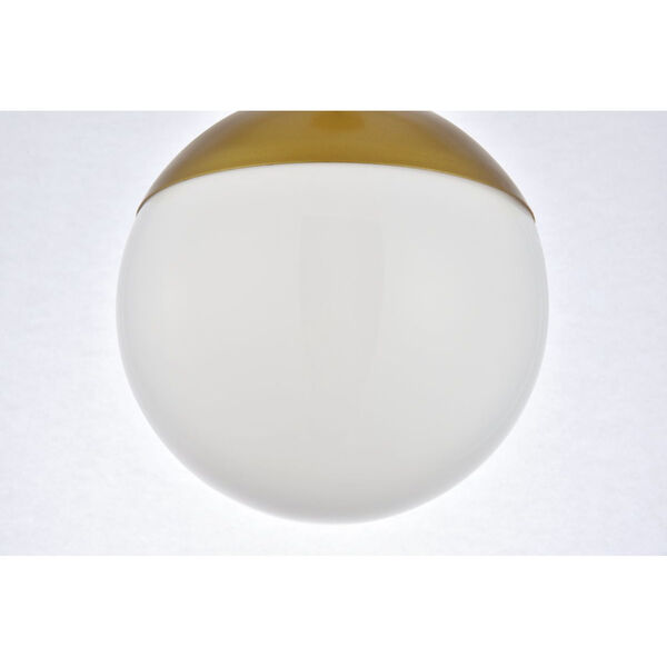 Eclipse Brass and Frosted White Eight-Inch One-Light Plug-In Pendant, image 4