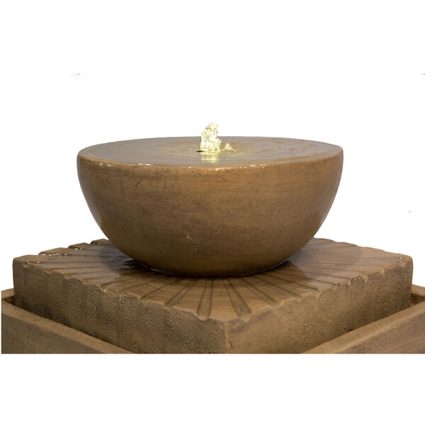 Light Brown Outdoor Basin Two - Tier Fountain with LED Light, image 6