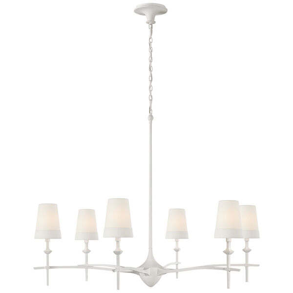 Pippa Grande Chandelier in Plaster White with Linen Shades by Thomas O'Brien, image 1