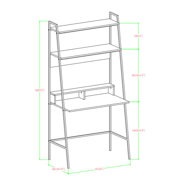 Reclaimed Barnwood 36-Inch Ladder Computer Desk, image 5