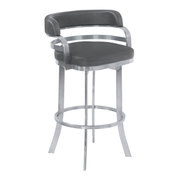 Prinz Gray and Stainless Steel 30-Inch Bar Stool, image 1
