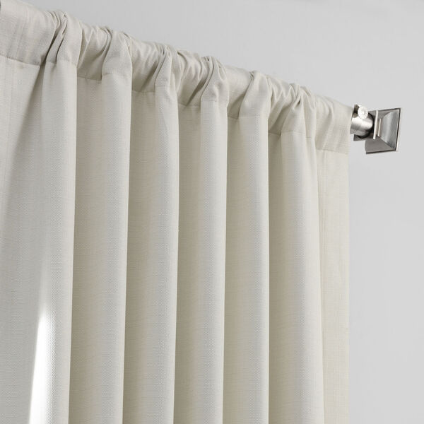 Ivory Italian Textured Faux Linen Hotel Blackout Curtain Single Panel, image 3