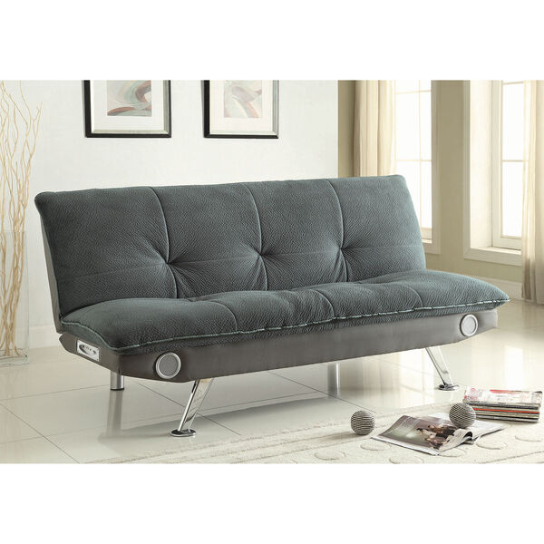 Grey Sofa Bed with Built-In Bluetooth Speakers, image 1