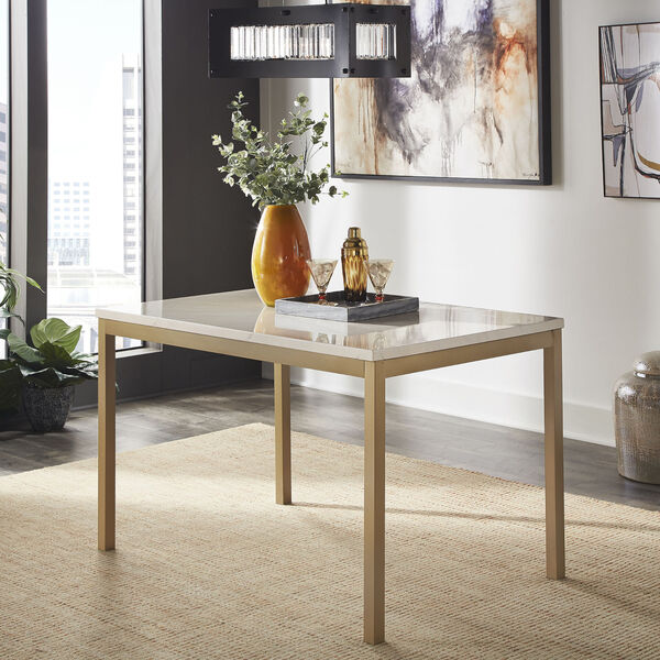 Stacy Gold Dining Table with Faux Marble Top, image 6