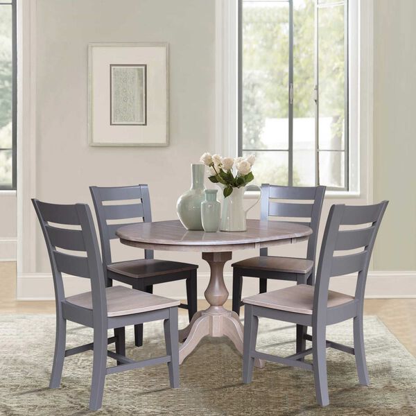 Parawood III Washed Gray Clay Taupe 36-Inch  Round Extension Dining Table with Four Chairs, image 4