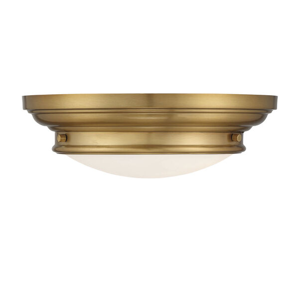 Whittier Natural Brass Two-Light Flush Mount with Round Glass, image 1