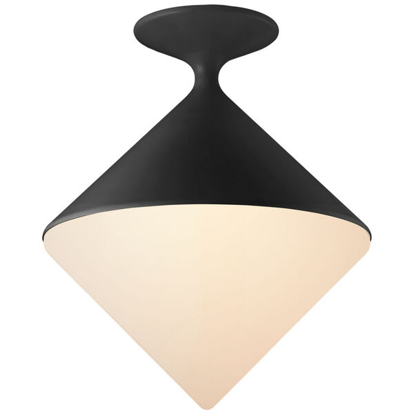 Sarnen Small Flush Mount in Matte Black with White Glass by AERIN, image 1