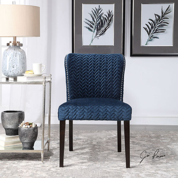 Miri Blue Armless Chair, Set of 2, image 2