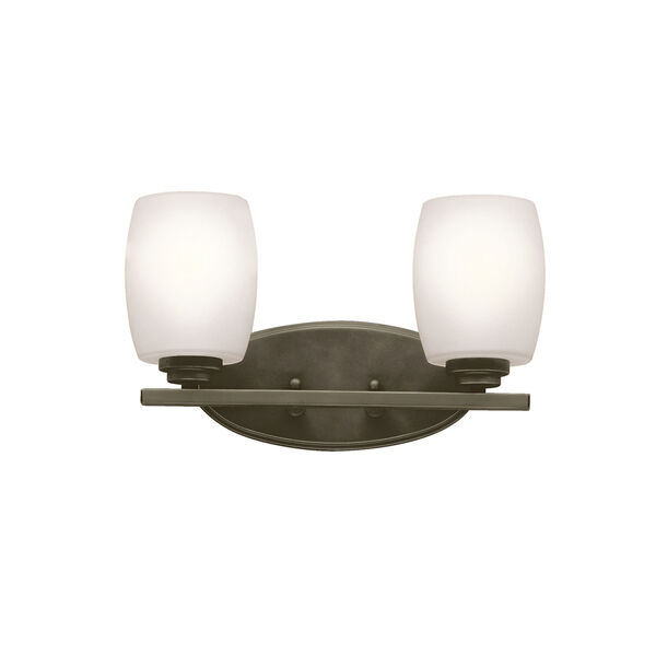Eileen Olde Bronze Two-Light Bath Sconce with Satin Etched Glass, image 1