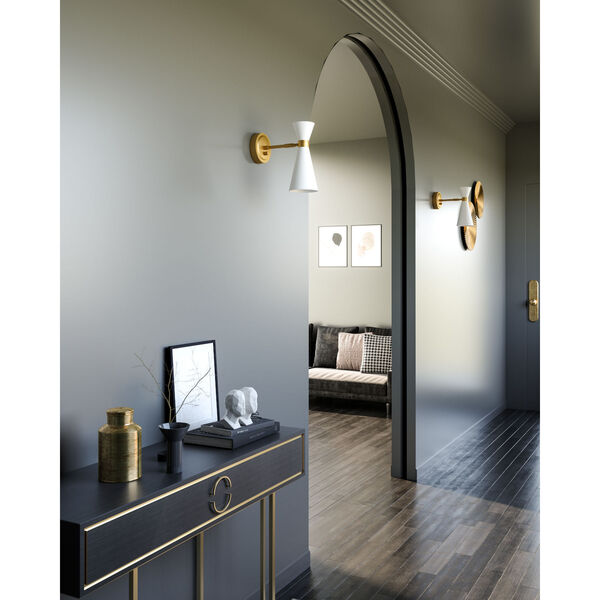 Blake White and Aged Gold One-Light Convertible Wall Sconce, image 2