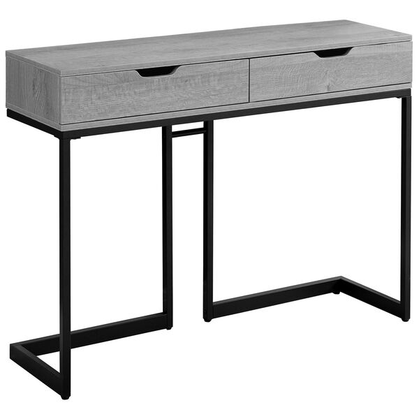 Gray and Black 12-Inch Console Table with Two Drawers, image 1