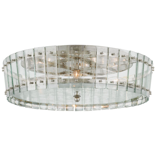 Cadence Large Single-Tier Flush Mount in Polished Nickel with Antique Mirror by Carrier and Company, image 1