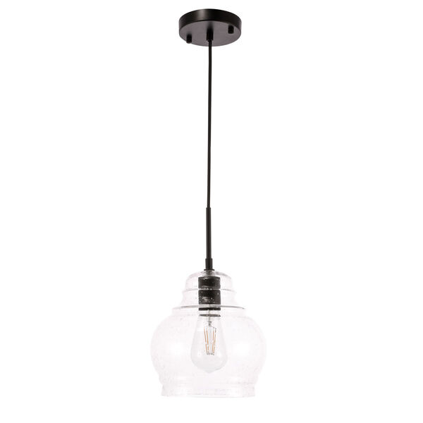 Pierce Black Eight-Inch One-Light Mini Pendant with Clear Seeded Glass, image 3