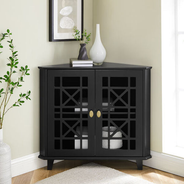 Gwen Fretwork Black Corner Cabinet, image 2