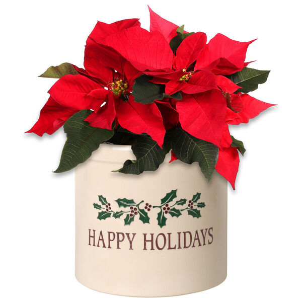 Happy Holidays Holly Stoneware Crock, image 3