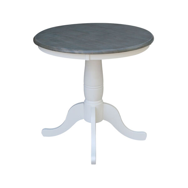 White and Heather Gray 30-Inch Width x 29-Inch Height Round Top Dining Height Pedestal Table, image 2