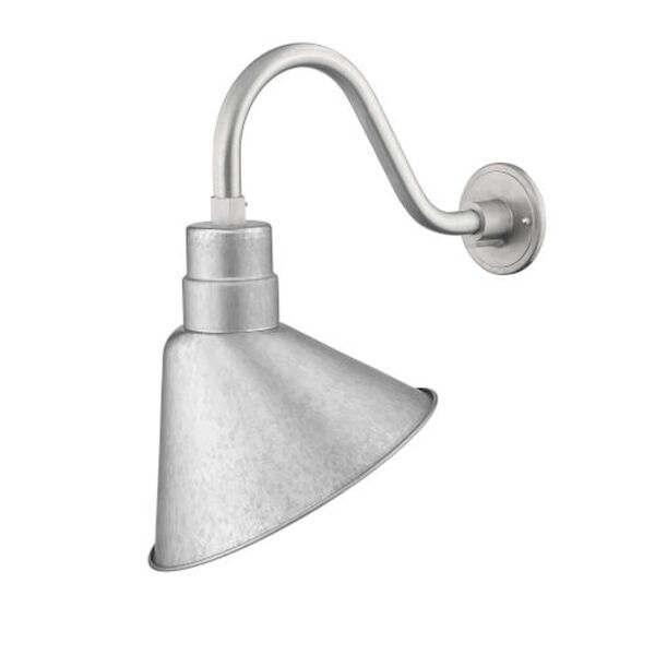 Finn Galvanized One-Light Outdoor Wall Sconce with Gooseneck, image 2