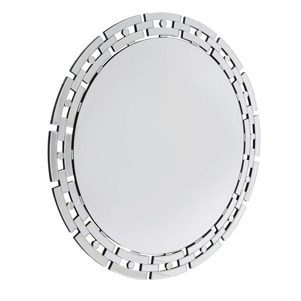 Kara Silver Geometric Frame Round Wall Mirror, image 2
