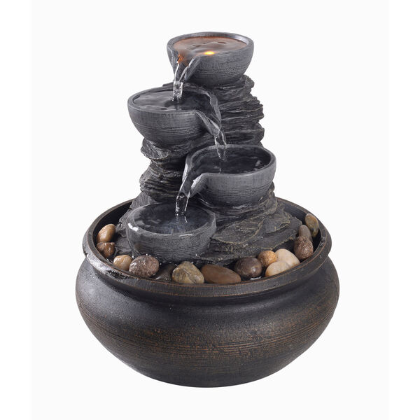 Stone Grey Table Top Fountain with LED Light, image 2
