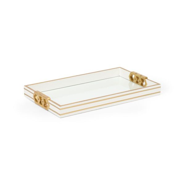 Shayla Copas White and Gold Leaf Serving Tray, image 1