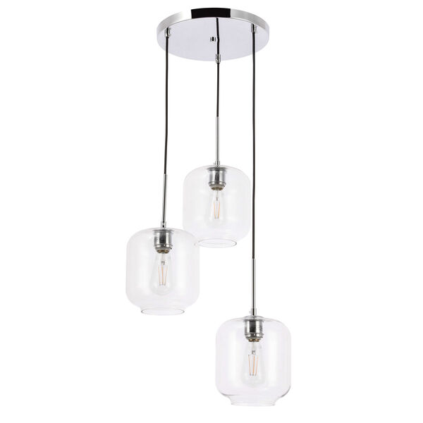 Collier Chrome 18-Inch Three-Light Pendant with Clear Glass, image 5