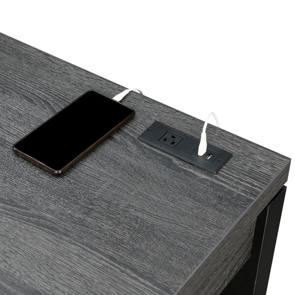 Newport Weathered Gray and Black Two-Drawer Desk with Charging Station, image 6