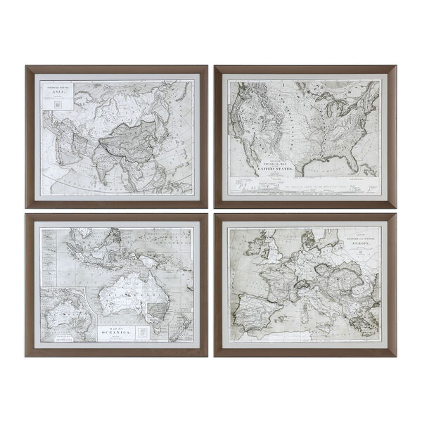 World Maps Framed Prints, Set of 4, image 1