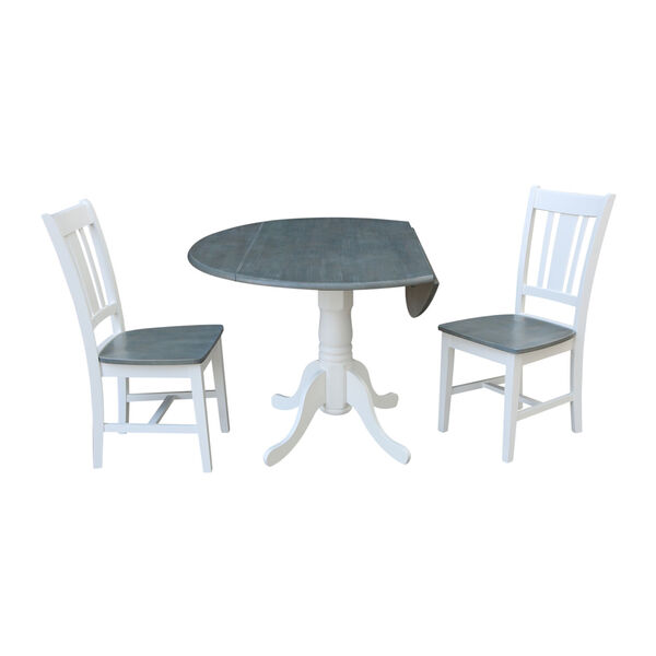 San Remo White and Heather Gray 42-Inch Dual Drop leaf Table with Side Chairs, Three-Piece, image 5