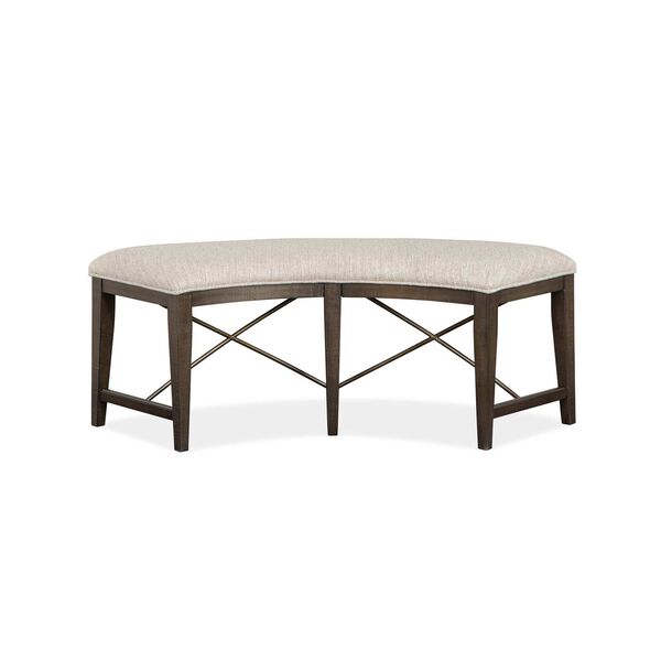 Westley Falls Aged Pewter Wood Curved Bench with Upholstered Seat, image 1